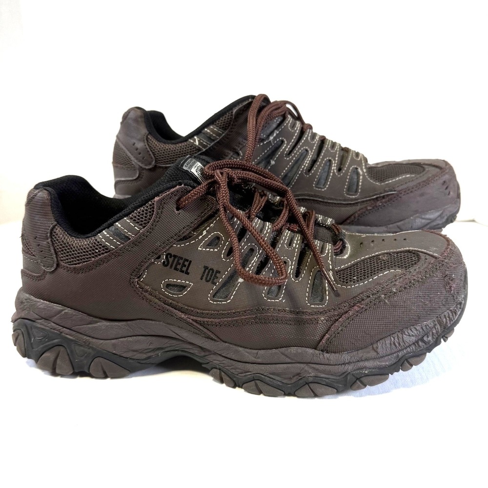 Skechers Men's Work RF Cankton Steel Toe Blk/Char. Shoes Size 9.5 #77055